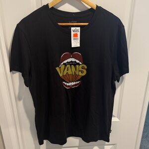 Vans Black Tee with Lip Graphic BNWT